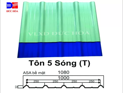 Tôn nhựa ASA/PVC 5 sóng